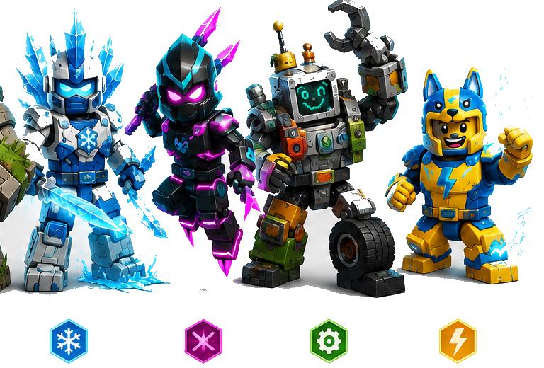 Frostbyte, Neon Phantom, Scrapjack and Thunder Pup of the Rift Crew